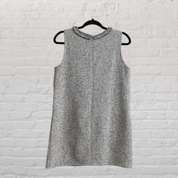 Designer Grey Tweed Mini Dress - Size 8 - Picture 2 of 4
